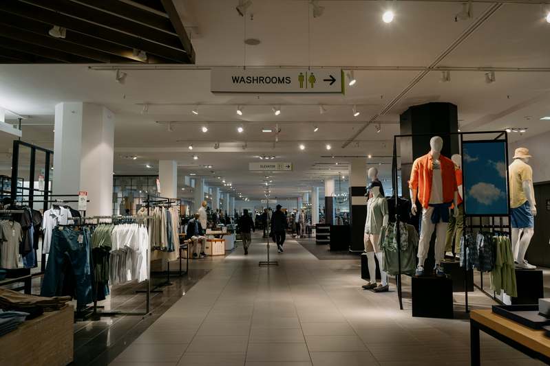 Bloomingdale’s wellness apparel displayed on minimalist hangers